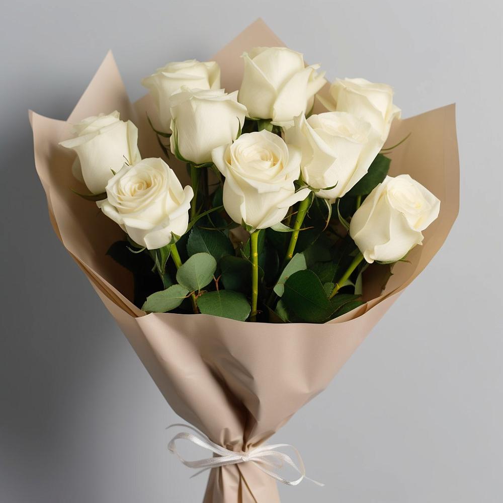 Букет 9 Белых роз Эдлесс Лав в Березовке Воронежской области