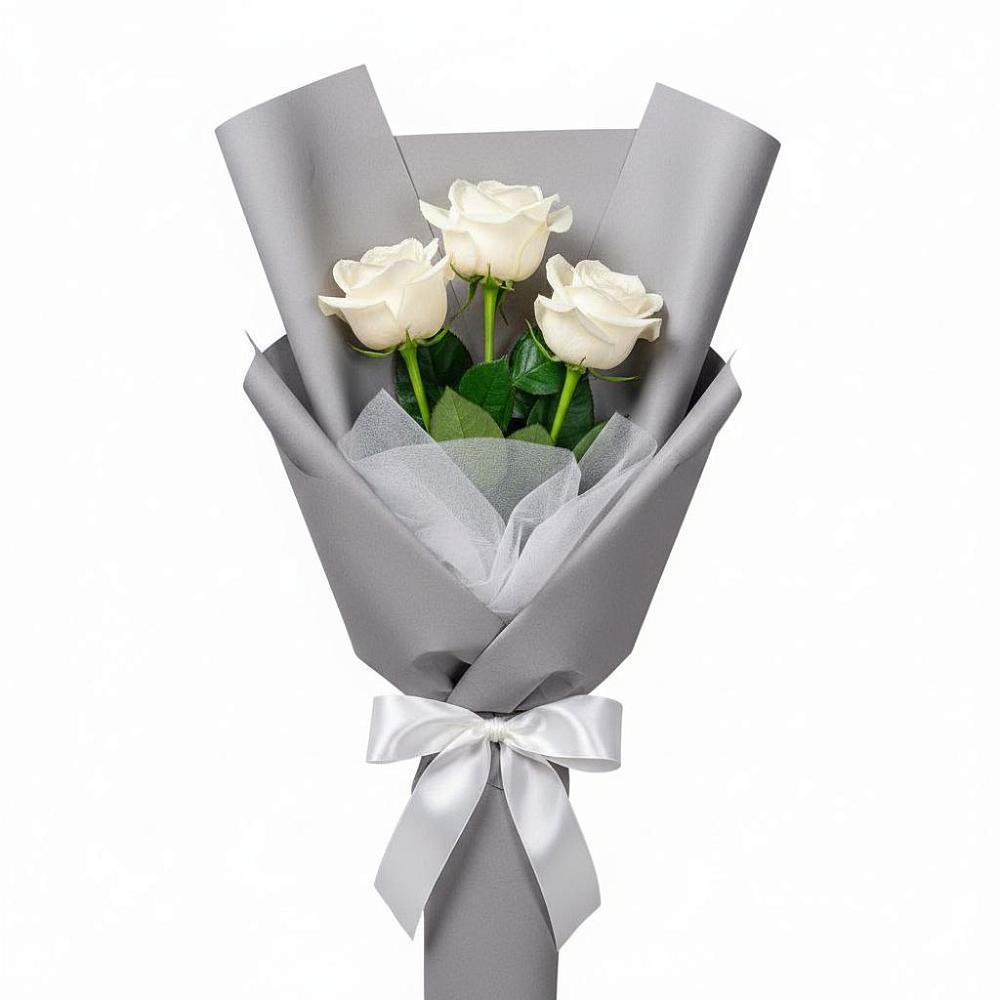 Букет 3 белые розы в Березовке Воронежской области